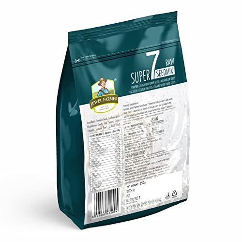 JEWEL FARMER JEWEL FARMER Raw Super 7 Seedmix with Pumpkin Seeds, Sunflower Seeds, Muskmelon Seeds, Flax Seeds, Golden Linseeds, Sesame Seeds, Basil Seeds (250g)