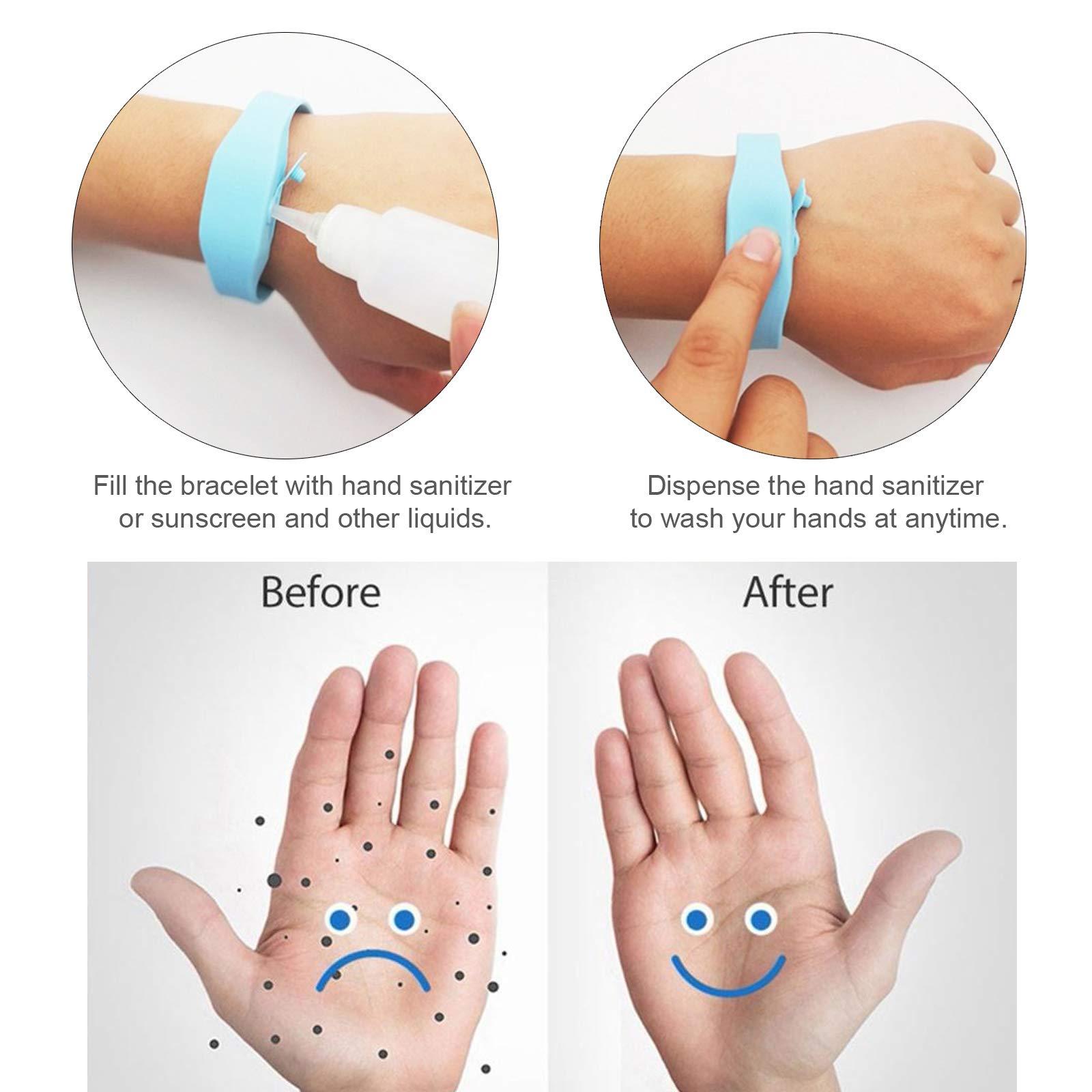 Andoer Wristband Hand Dispenser Wearable Hand Sanitizer Dispenser Pumps Bracelet Refillable Dispensing Tool