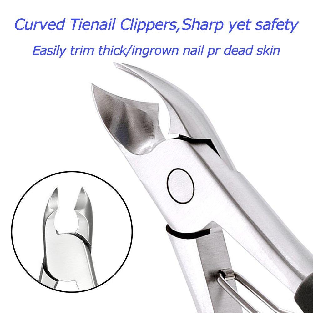 HongLanAo Precision Toenail Clippers for Thick or Ingrown Toenails, Sharp Stainless Steel Nail Cutter, Best Nail Clipper & Pedicure Tool for Seniors (Black/Roud)