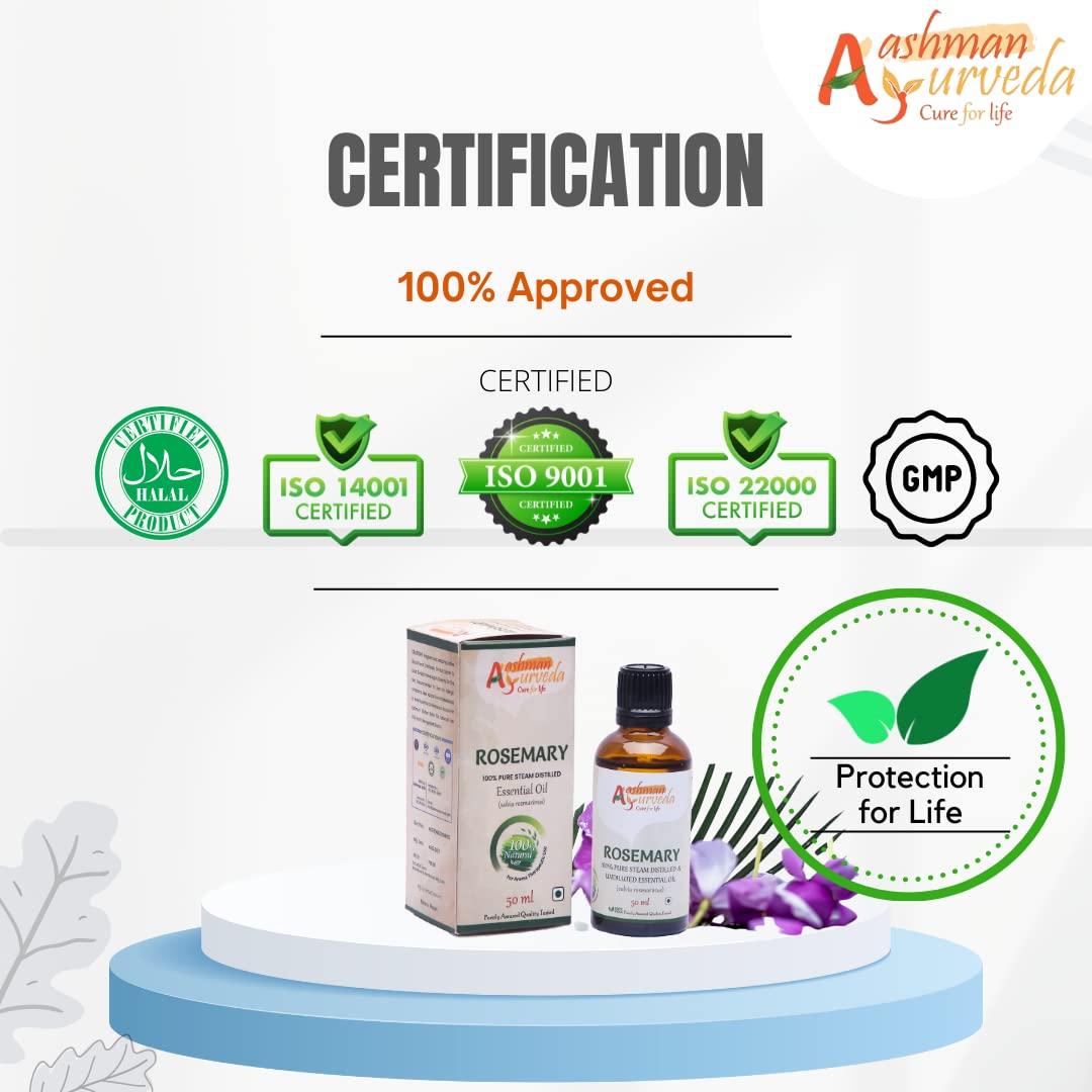Aachman Veda Cure for Life Aashman Ayurveda  c Rosemary Essential Oil for Hair Growth,Quick Hair Growth Rosemary Oil for Women and Men - 100% Pure Rosemary Leaves Oil -50 ml(Rosemarry)