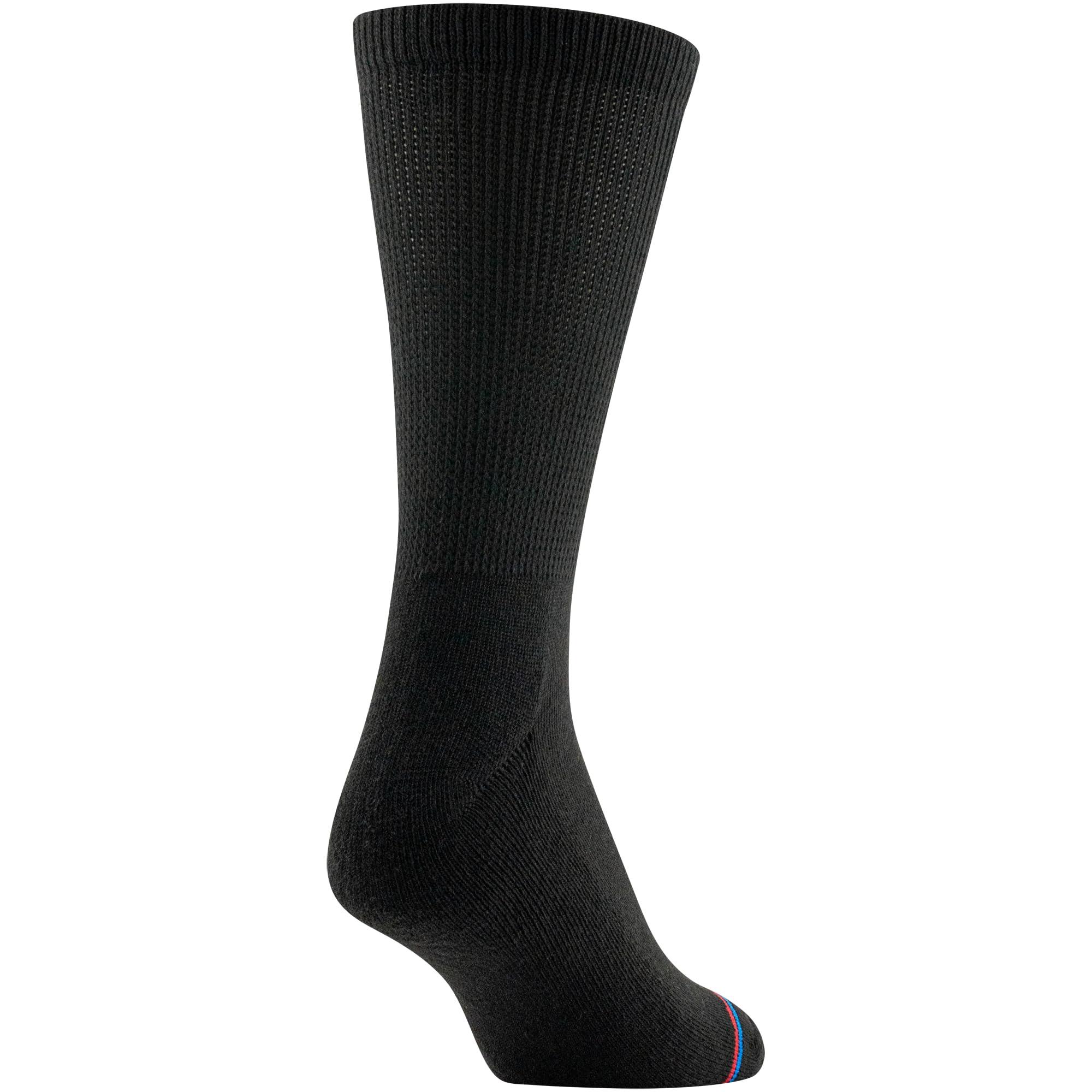 MediPeds PEDS Women\'s Diabetic Crew Socks with Non-Binding Top and Cushion Sole 4 Pairs, Black, Men\'s 9-12/Women\'s 10-13