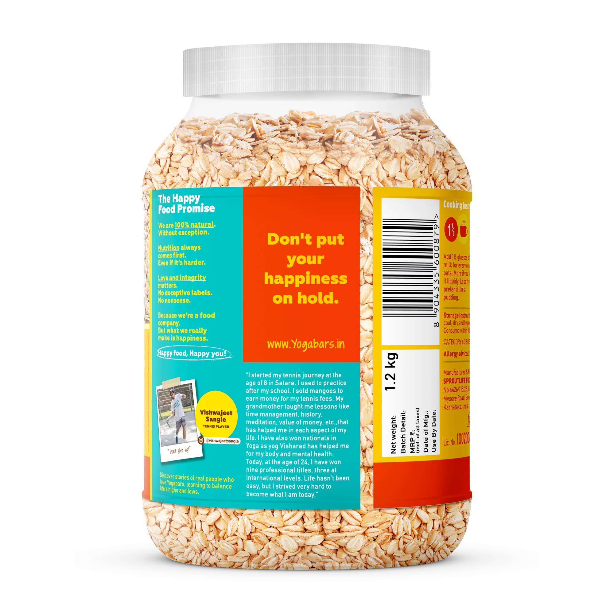 Yogabar Yogabar 100% Rolled Oats 1kg (Buy 1 Get 1 FREE) | Premium Golden, Gluten Free Oats with High Fibre (1 Kg Each)