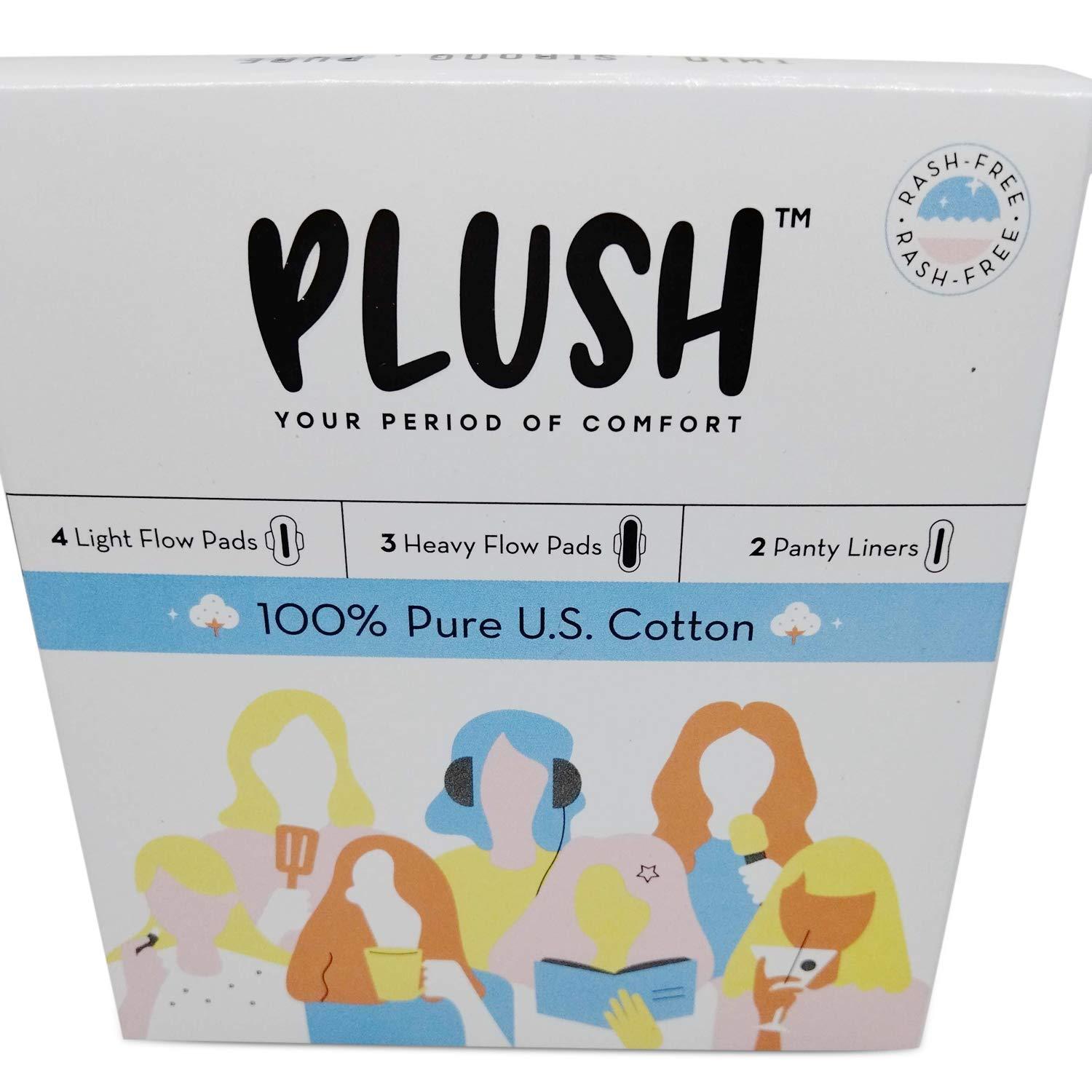 PLUSH Plush Ultra-Thin Sanitary Pads For Women, 7 Cotton Sanitary Napkins- Pack of 4 | For Rash Free Periods | Pure U.S. Cotton Pads | For All Skin Types | Safe and Hygienic