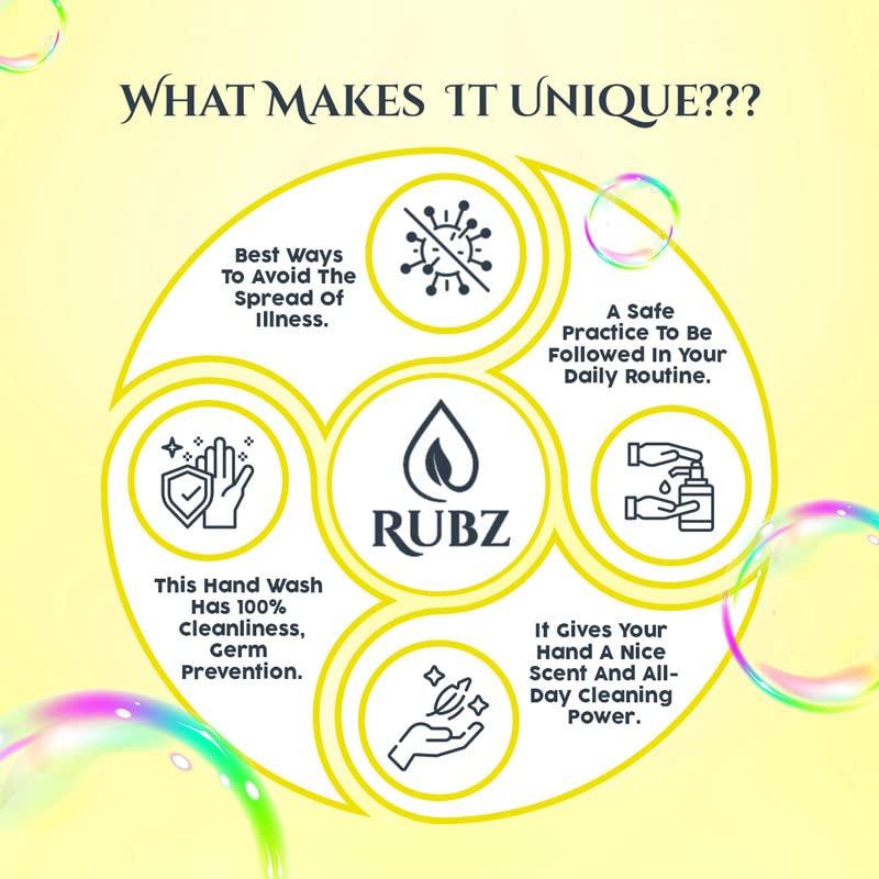 Rubz Rubz Lemon Handwash Refill Pack 5 Litre with 500ml bottle | Paraben Free Liquid Gel | Complete Protection for Soft Hands | Best for Hotel, Spa, Salon, Family, Gym | Total 5.5 Litre