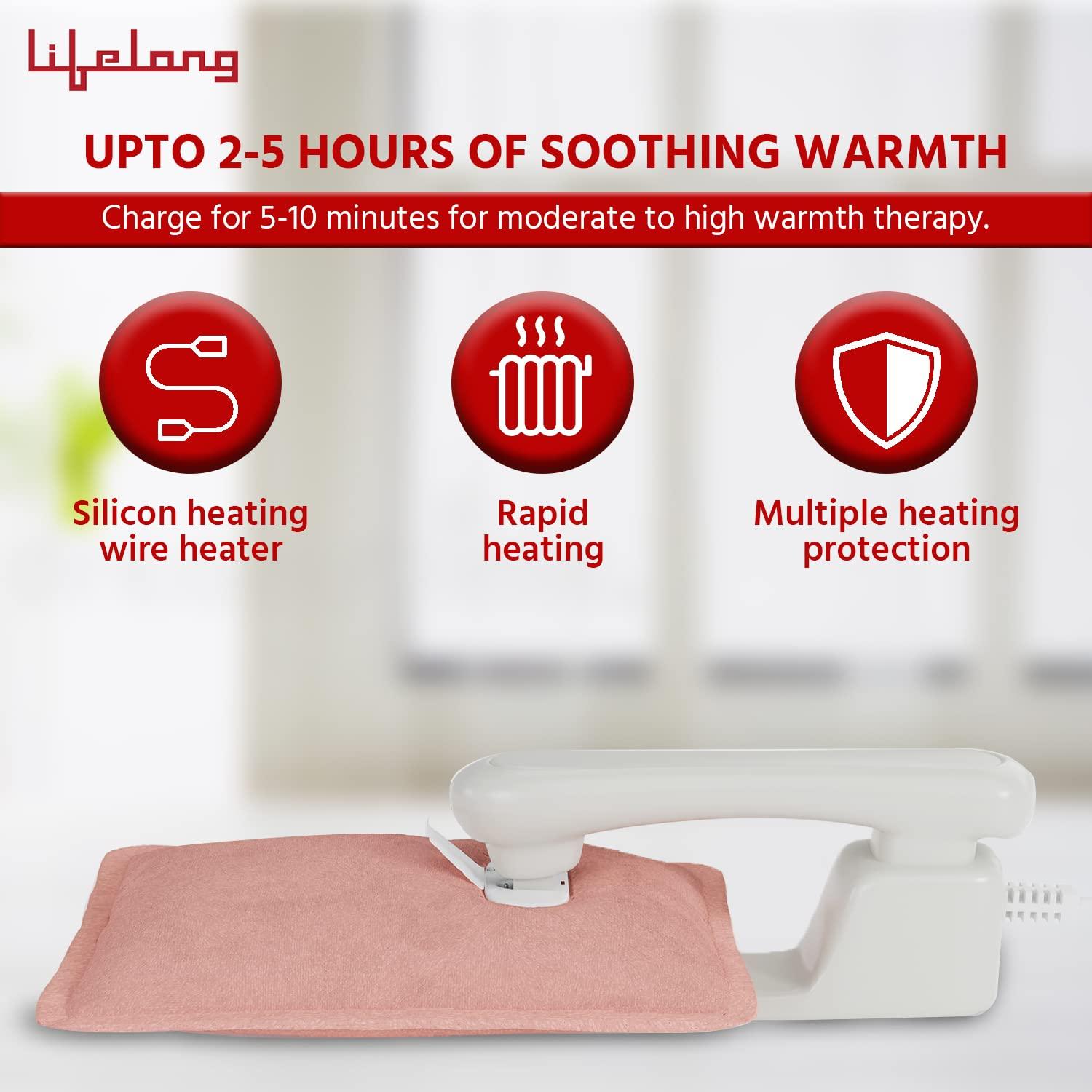 Lifelong Lifelong LLM612 Hot Water Bag for Full Body Pain Relief|Dual Insulation Silicon Technology|Heating Gel Pad Heat Pouch Hot Water Bottle Bag|Electric Gel Heating Bag (1 Year Warranty, Pink)
