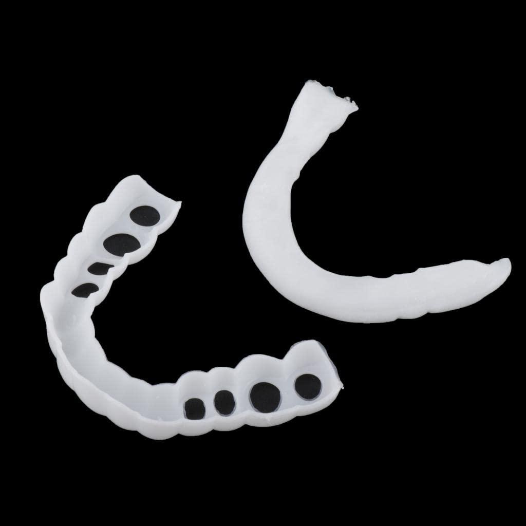LICHTS LICHTS 2 Pcs Silicone Lower False Teeth Dental Veneers Dentures Fake Tooth w/Case
