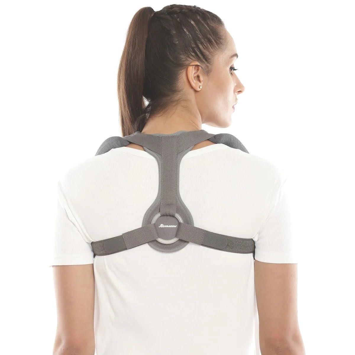 Romsons Clavicle Brace With Velcro|Adjustable Belt For Back & Shoulder Support|Relief from Injury and Fractures|Straightener Brace For Spine & Body Posture Correction|Size - Large