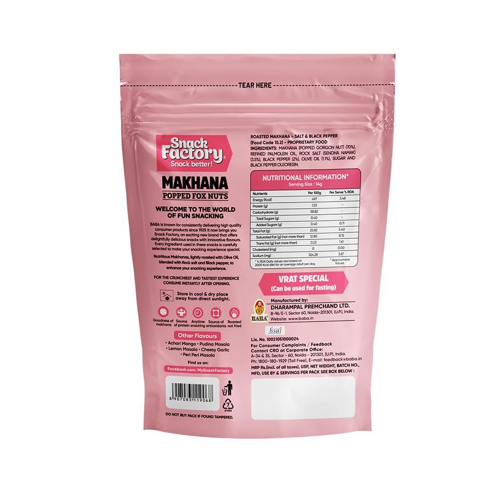 Snack Factory Snack Factory Makhana (Pudina & Pepper, Pack of 4, 72gm each) | Roasted Makhana for Healthy Snacking | No Preservatives | Flavored Makhana