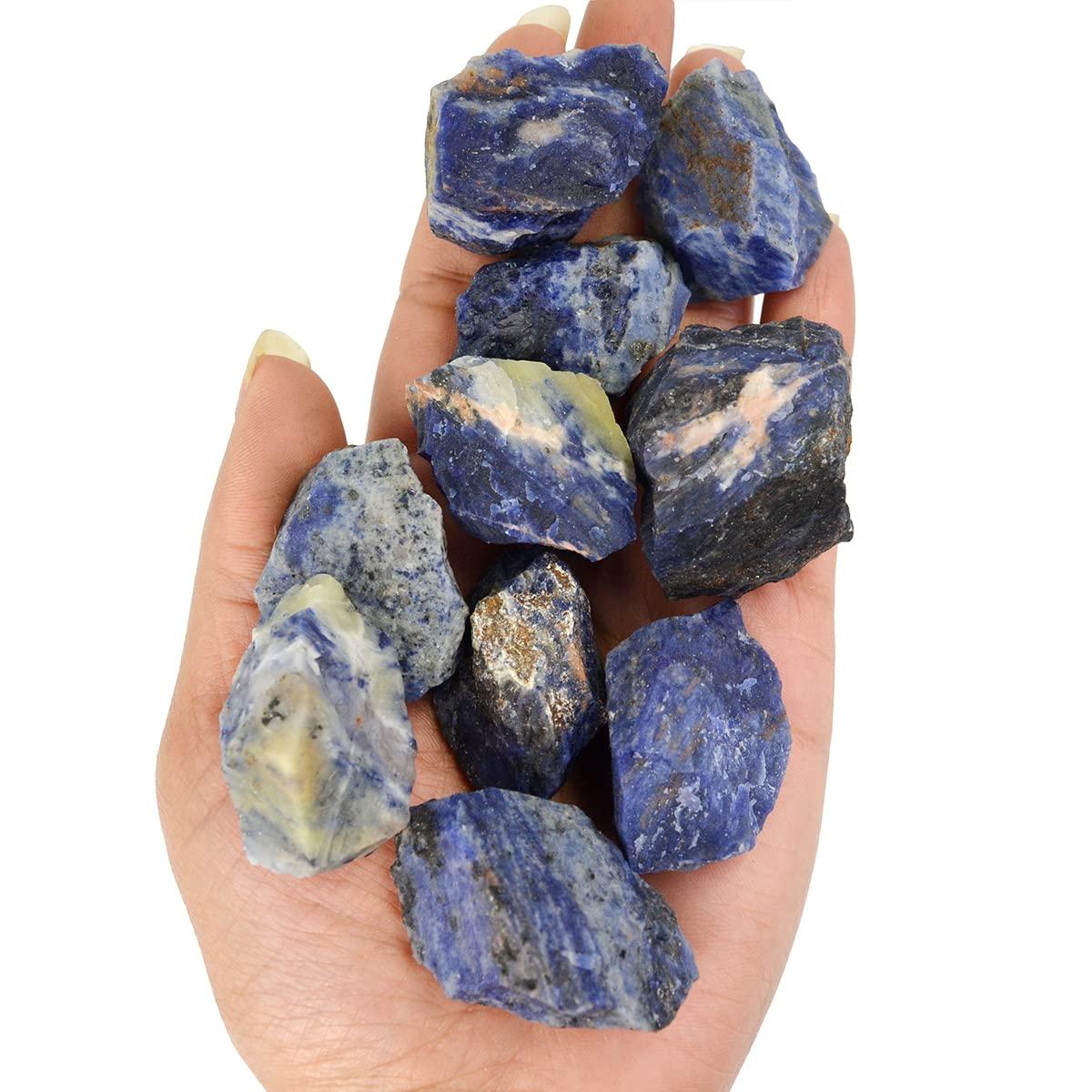 Crystu Crystu Combo 10 pc Natural Sodalite Rough, Raw Stone, Sodalite Raw Stones, Reiki Stones Gemstones.