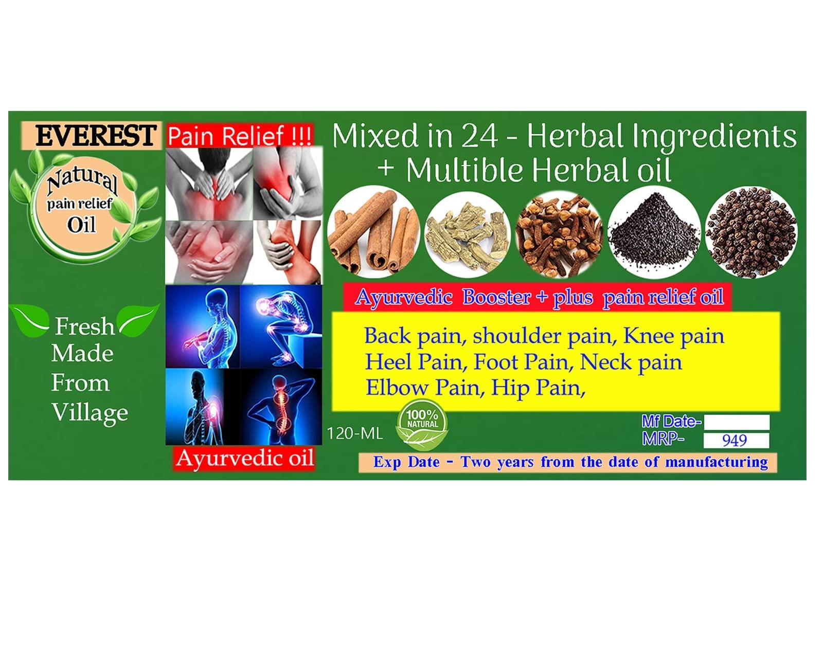 Everest Natural,Thanjavur - 614628 EVEREST Ayurvedic pain releif oil Artho Arthritis herbal oil for legs bones knee shoulder muscle joint pain knee neck (120 ML)