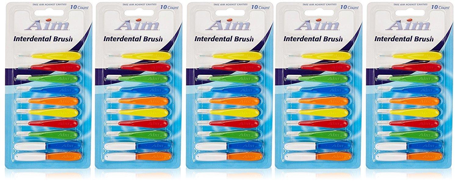 AIM Aim Interdental Brush Picks (5 Pack) 50 Count by Aim BEAUTY