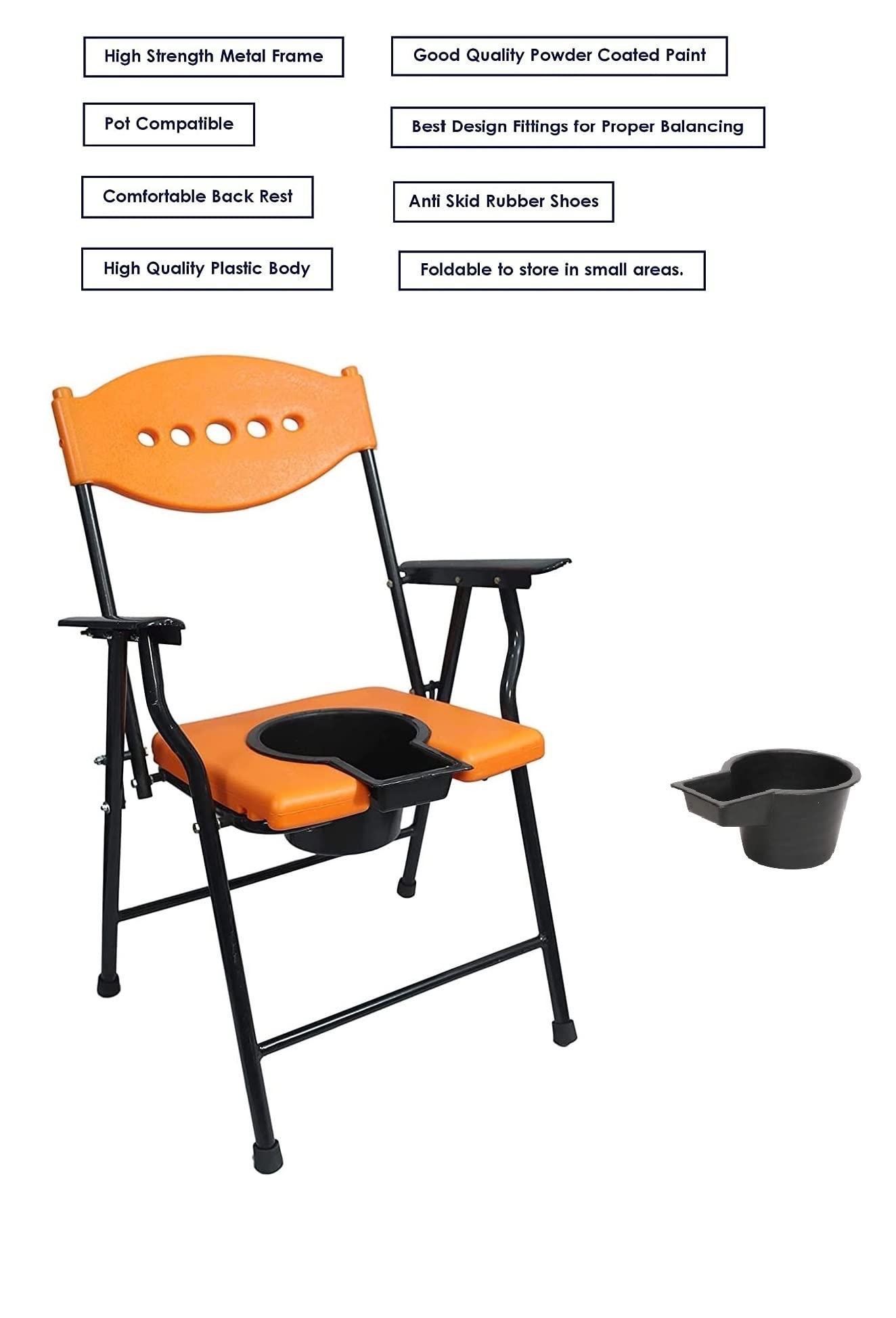 MUBBA MUBBA Shower Chair cum Commode for Indian Toilet seat and Bedside comode (Orange)