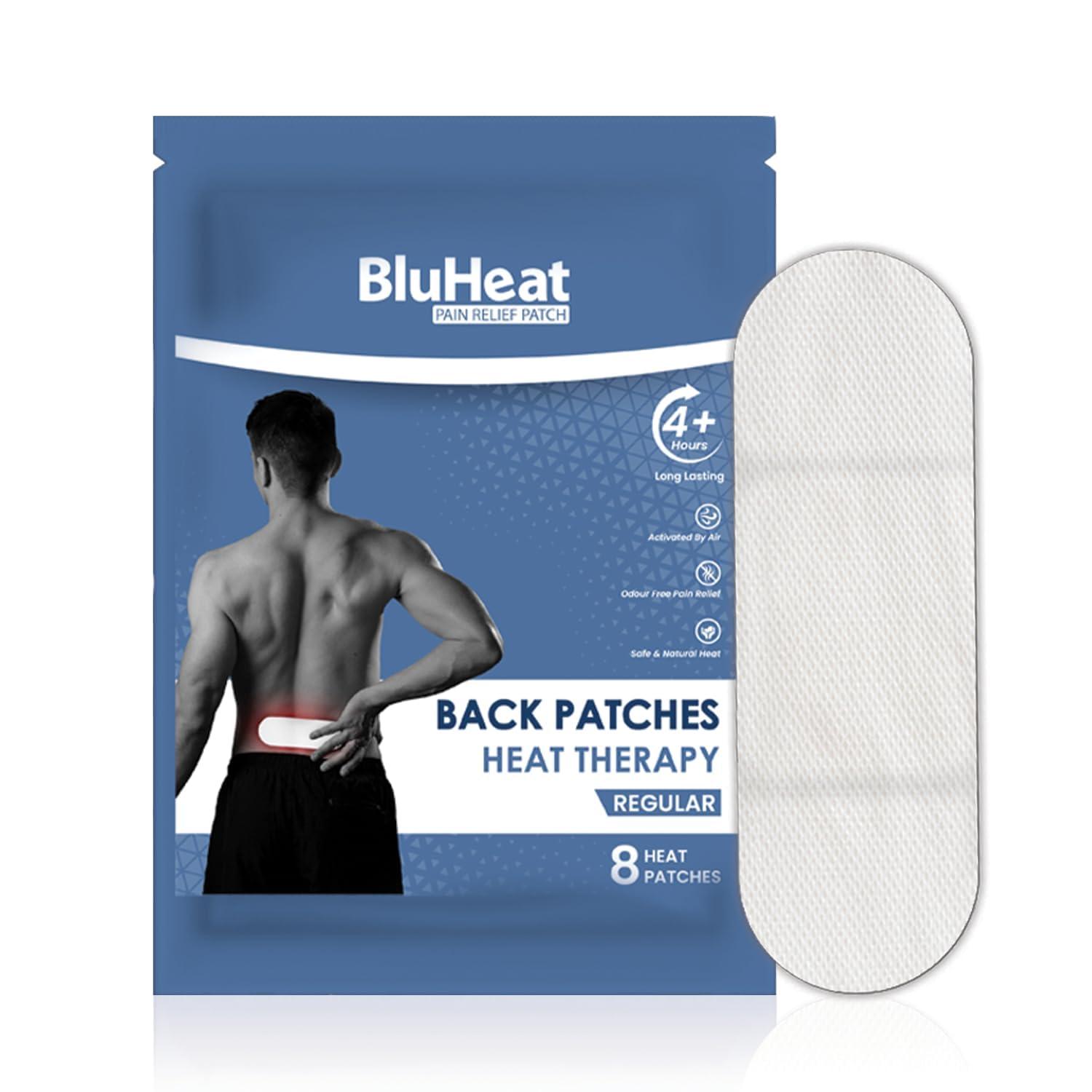 BLUHEAT BluHeat Back Pain Relief Patches 8 Regular Heat Therapy Patches Safe and Natural Odour-Free Air-Activated, Long-Lasting Ultimate Substitution for Hot Water Bags for All Skin Types