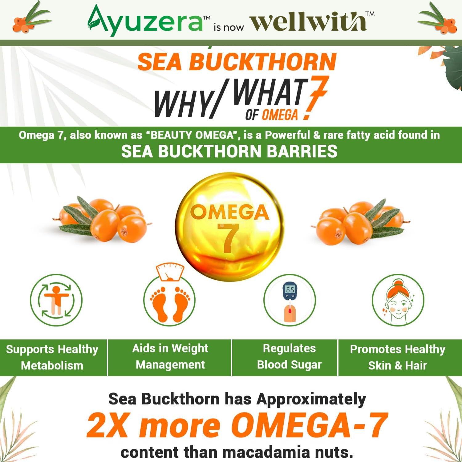 Ayuzera Ayuzera Himalayan Sea Buckthorn Pulp 300ml | Plant Based Vegan Omega 3, 6, 7 and 9 | Vegetarian Liquid Supplements | No Fish Oil | Veg, Natural & Organic | Makes up to 50 Glass Juice | Rich in Omega 7, Antioxidants, Vitamins (300ml, Pack Of 1)