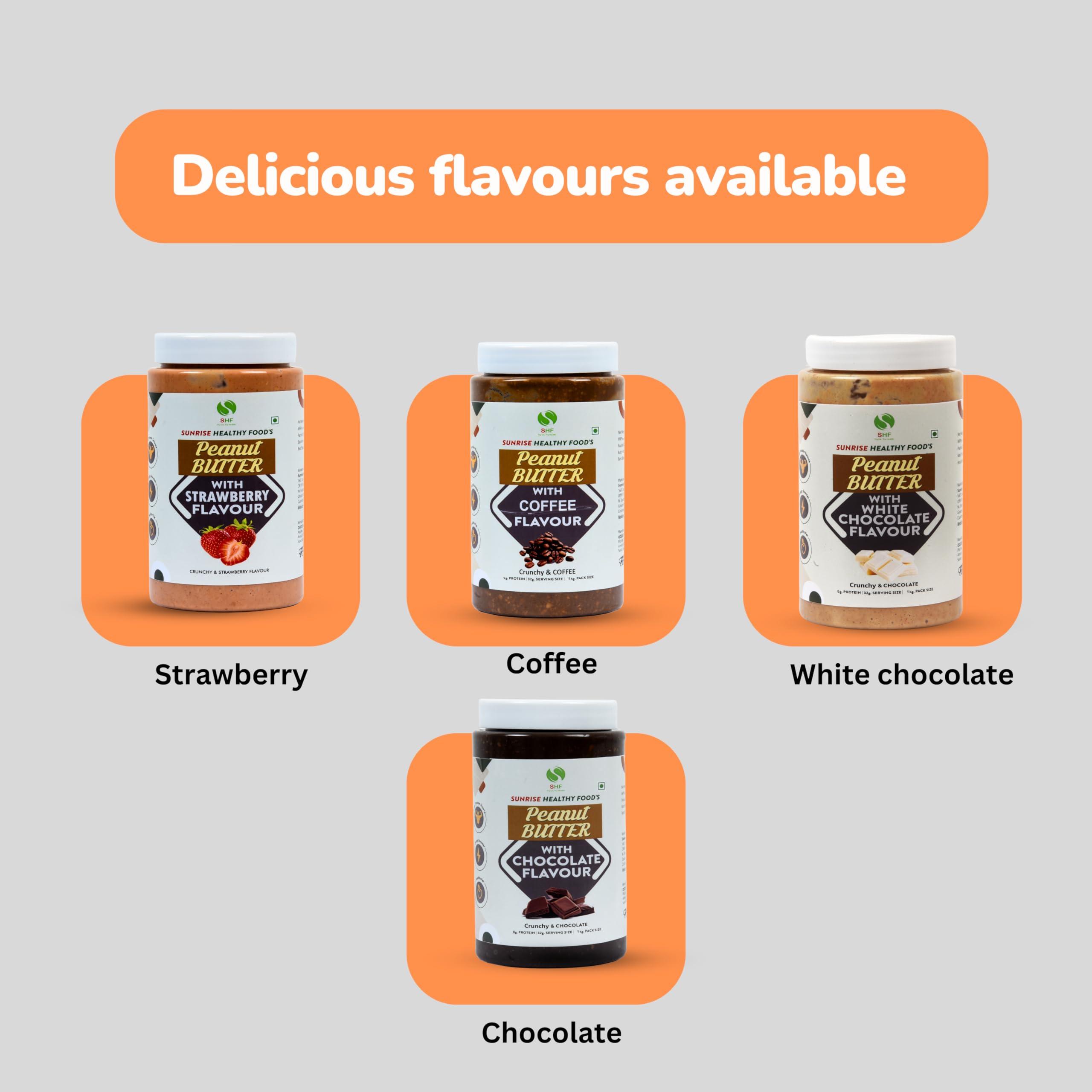 Sunrise Healthy Food Sunrise Healthy Food\'s High Protein Dark Chocolate Cookies Flavour Peanut Butter 1kg | 20g Protein | crunchy Peanut Butter | Tasty & Healthy Nut Butter Spread |Vegan| Cholesterol Free, Gluten Free| Zero Trans Fat