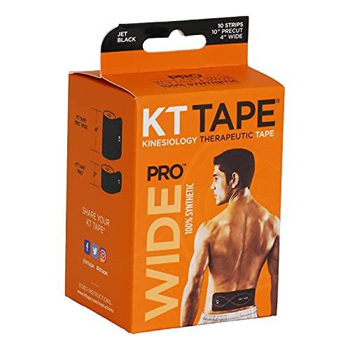 KT TAPE KT TAPE PRO WIDE Kinesiology Sports Tape, 10 Precut 10 Inch Strips, Double Width for Lower Back or Large Muscle Groups, 100% Synthetic, Water Resistant, Breathable