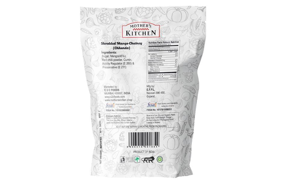 MOTHER'S KITCHEN Mothers Kitchen Shredded Mango Chutney Standi Pack Leak Proof Pouch, 180 g
