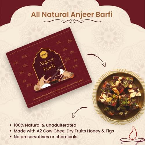 VEDIKO ORIGINS Vediko Origins Anjeer Barfi | Luxury Indian Delicacy enriched with A2 Gir Cow Ghee, Dry Fruits, Honey & Dates | 400gm (20 Pieces)