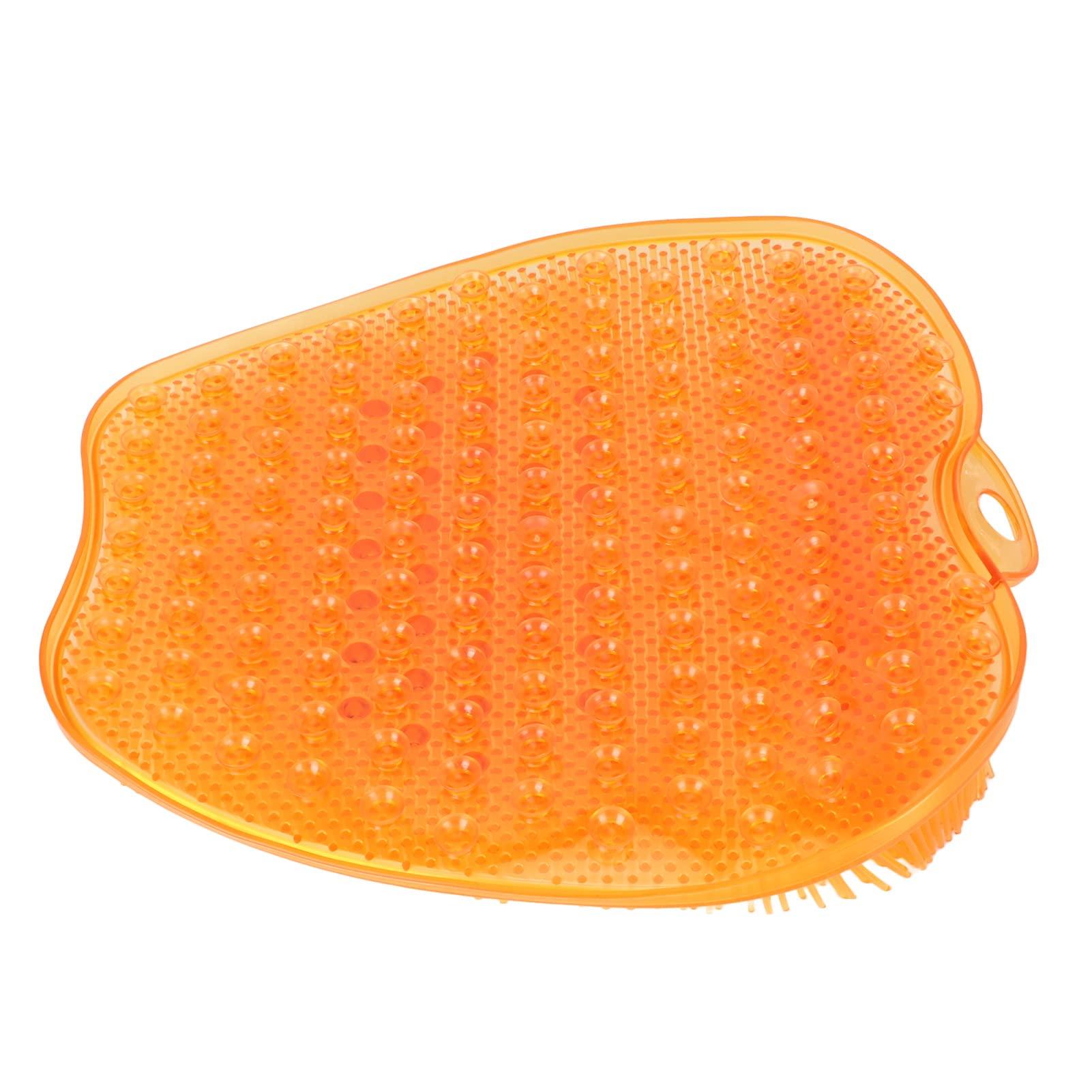 LEYT Shower Foot Scrubber Mat, Relieve Stress Comfortable Soft Silicone Shower Foot Massager Scrubber for Home (Orange)