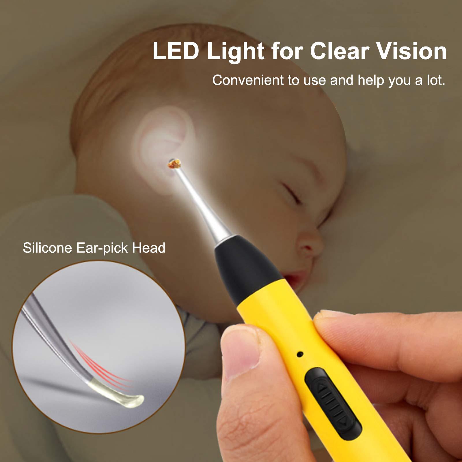AIXING Baby Ear Wax Cleaner LED Light Ear Cleaning Earpick Earwax Remover Lnous Ear Curette Light Spoon Health for Adults & Kids