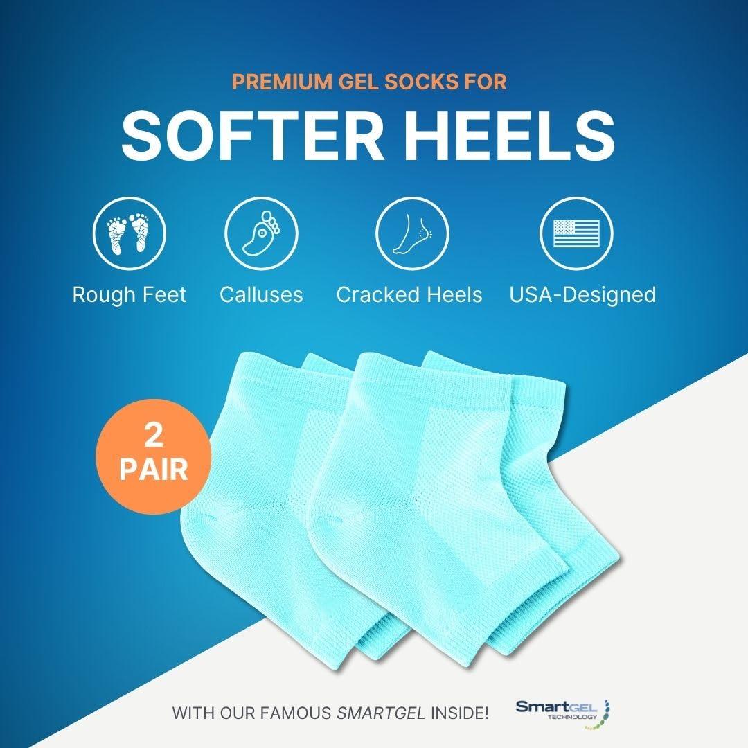 NatraCure NatraCure 2 Pair - Vented Heel Sleeves (Reg.) - Aqua Vented Moisturizing Gel Heel Sleeves - 2 Pairs - (608-M Ret2Pk) - Size: Regular