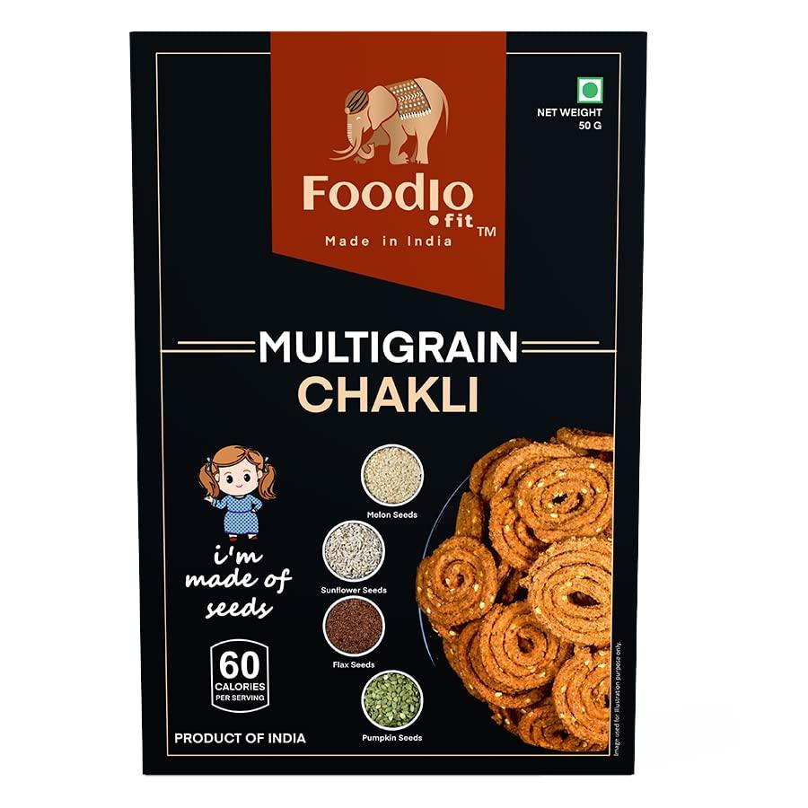 Foodio.fit Foodio.fit Multigrain Chakli Delicious Namkeen & Snacks | Gluten Free | Vegan | No Artificial Preservatives |Ready to Eat Snacks Murukku