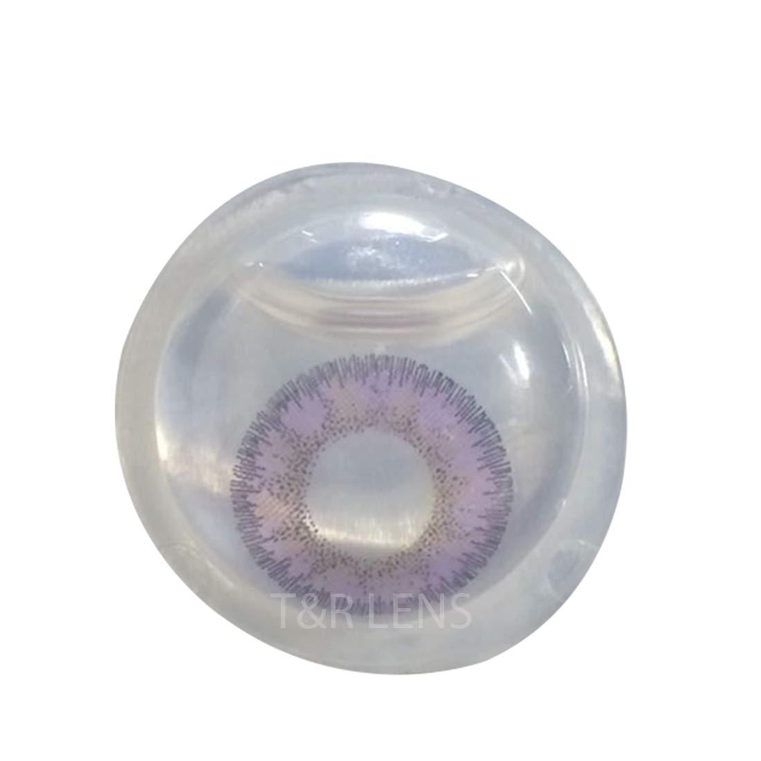 Iconic eye Iconic Eye Purple Monthly Zero Power Monthly Contact Lens 2+ Multi Plus Solution with Lens Storage Box - By T&R Lens
