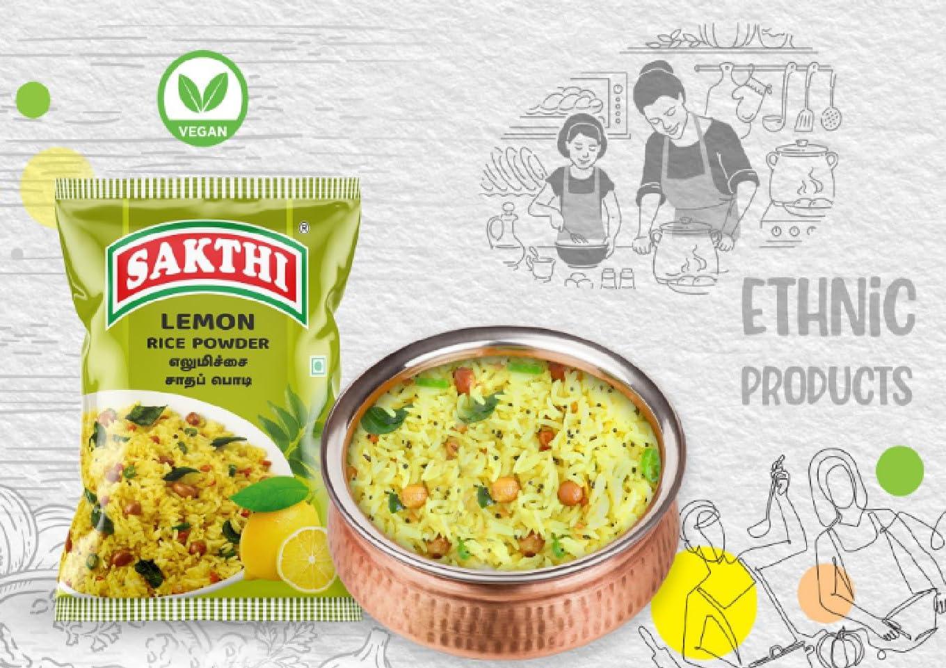 SAKTHI SAKTHI 50g Puliyogare Rice Powder (Pack of 4) + Lemon Rice Powder (Pack of 4) | 100% Vegetarian Instant Rice Mix for Rice Preparation | Premium Spices Blend Rice Powder | South Indian Flavoured Ready Mix-Value Pack