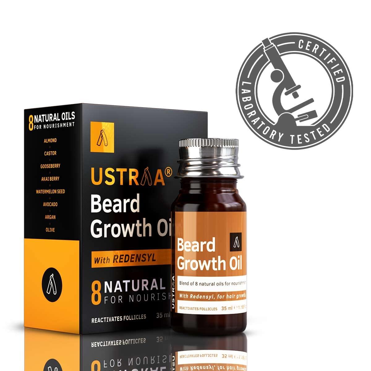 Ustraa Ustraa Beard Growth Oil - 35ml - More Beard Growth, With Redensyl, 8 Natural Oils including Jojoba Oil & Beard Softener Woody - 100g - Softens and nourishes your beard without Sulphates or Parabens