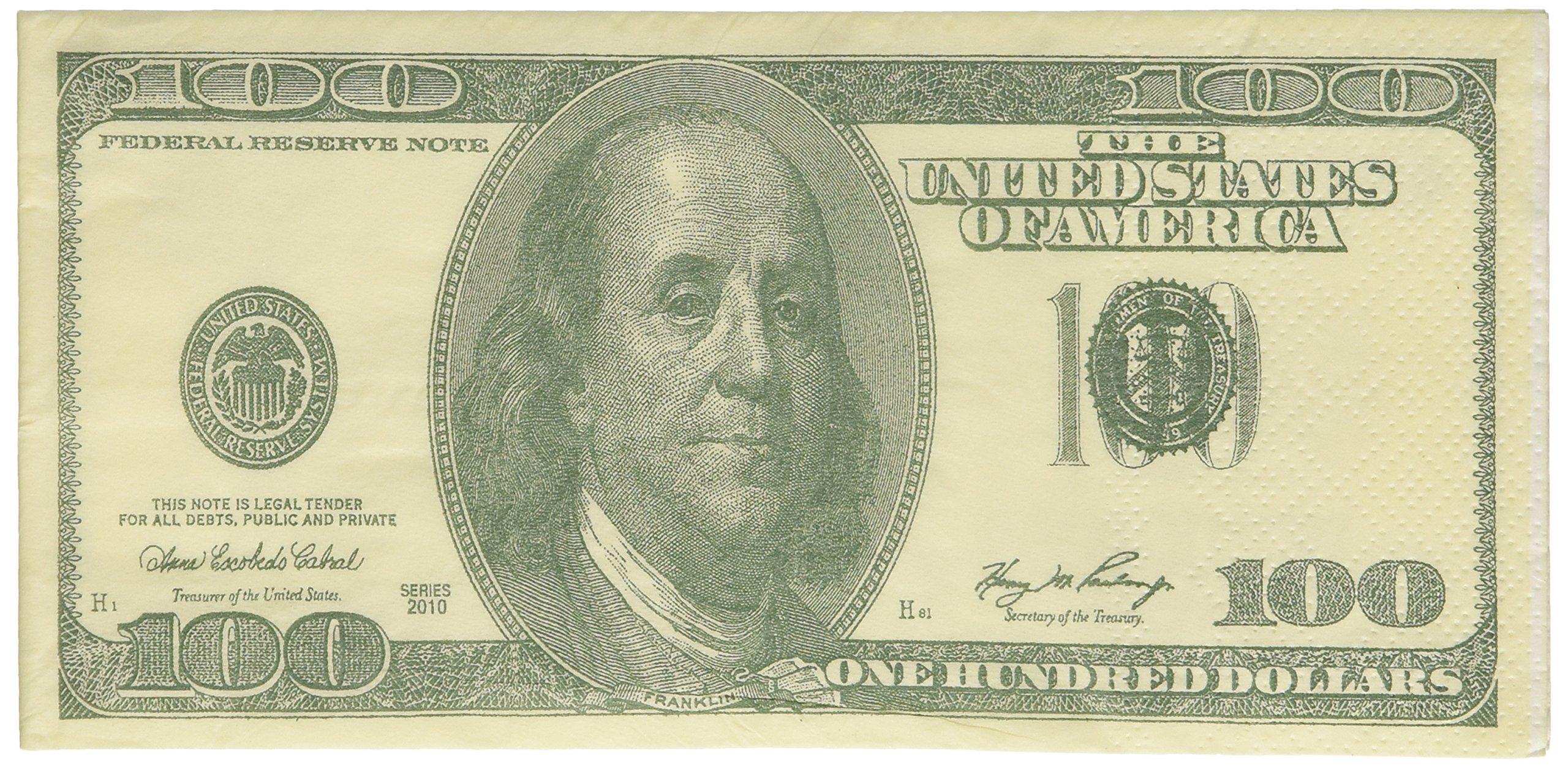 Forum Novelties 100 Dollar Bill Printed Napkins Tissues, 10 ct.
