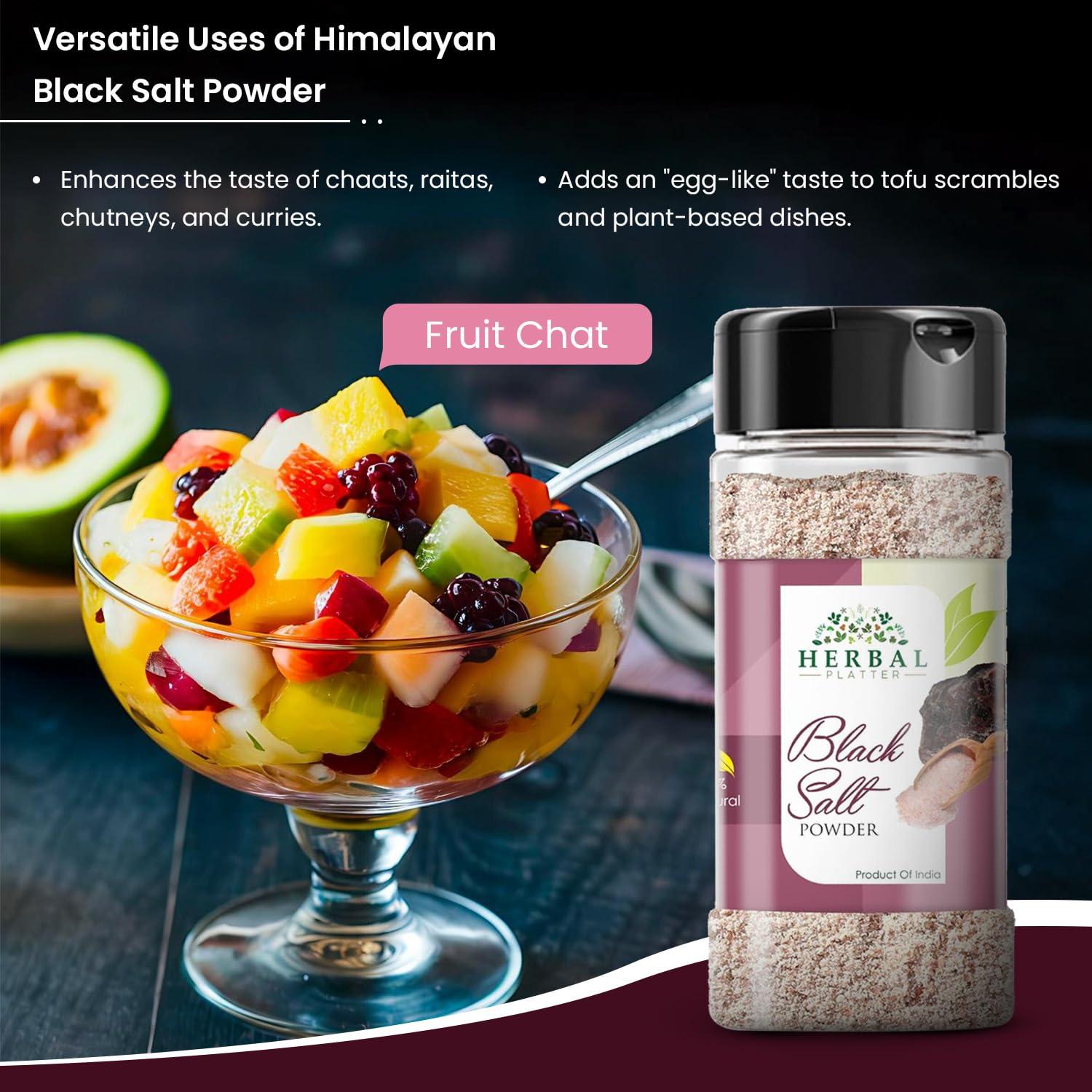 Herbal Platter Herbal Platter Himalayan Black Salt (Kala Namak) 100% Pure & Natural Rock Salt 100g Spice Jars with Sprinkler