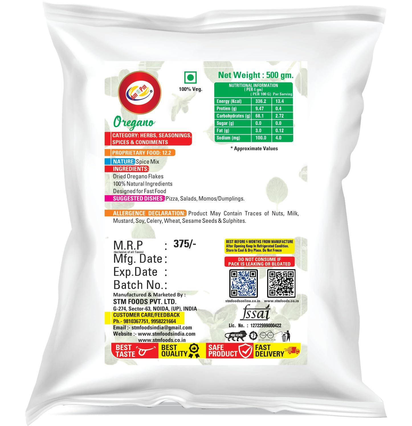 Am 2 Pm Am 2 Pm - Oregano 500Gm, Pizza Seasoning Tasty Powder & Healthy, Oregano Pizza Pasta Seasoning, Spice Blend For Pizza Pasta