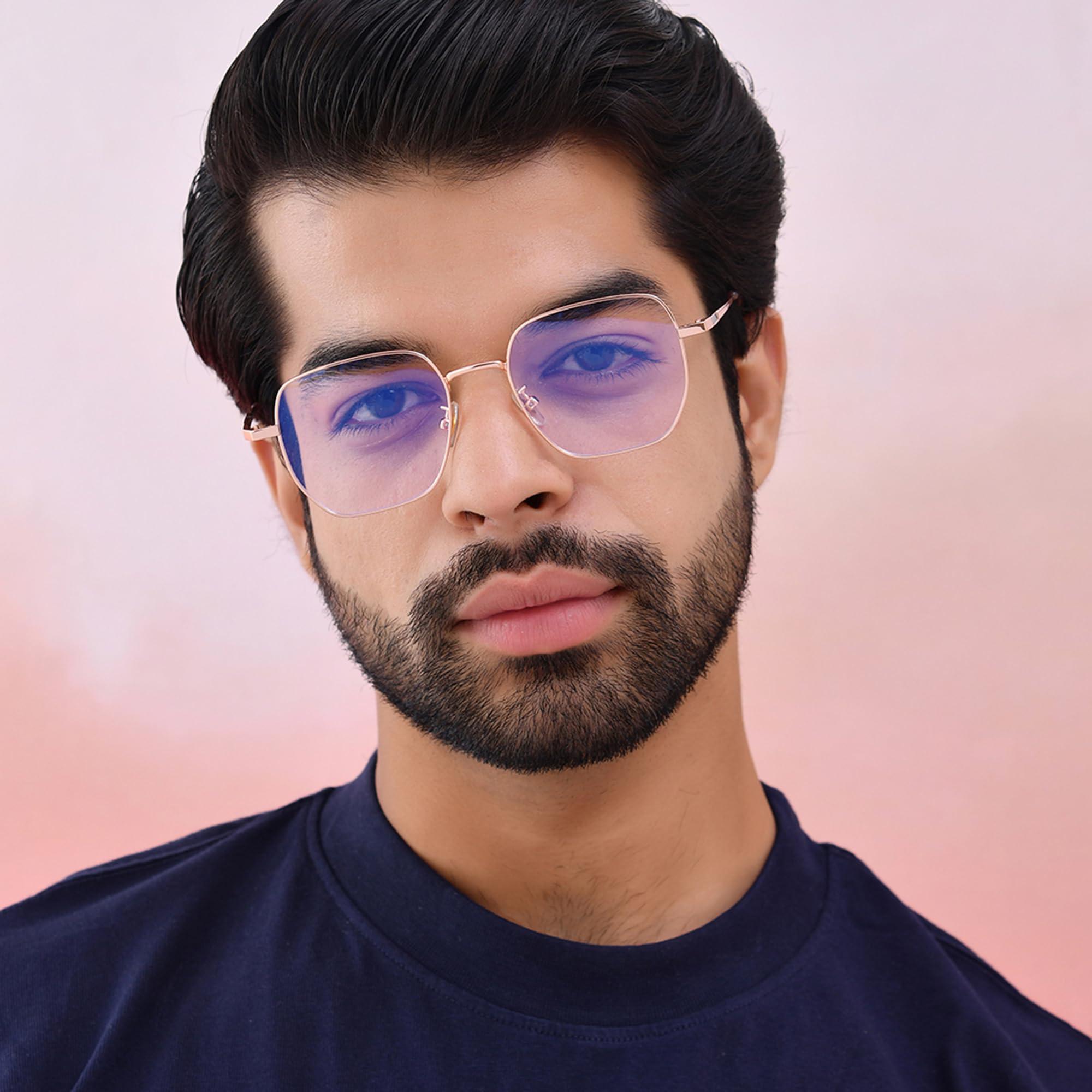 ROYAL SON ROYAL SON Unisex\'s C5 Blue Block Lens | Golden Frame Reading Glasses-M (SF0016-C5)