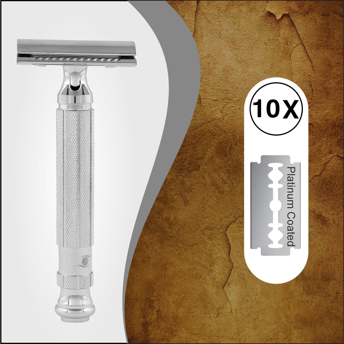 PEARL PEARL Men Shaving Double Edge Safety Razor L-55 (Close Comb+Open Comb,Chrome)