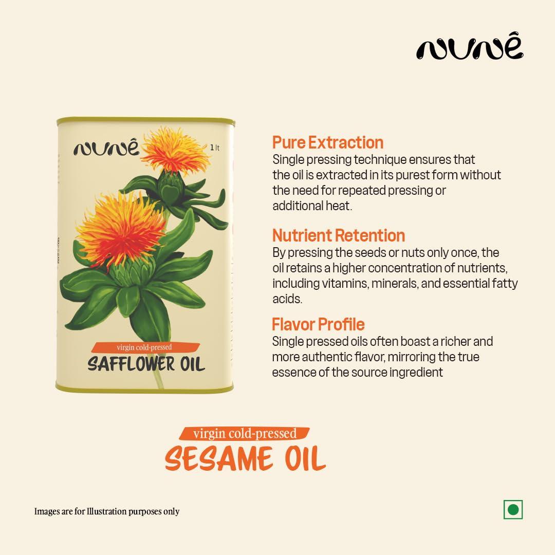 nune Nune Virgin Cold Pressed Safflower - 2 Litre with Pure & Certified Cooking Oil