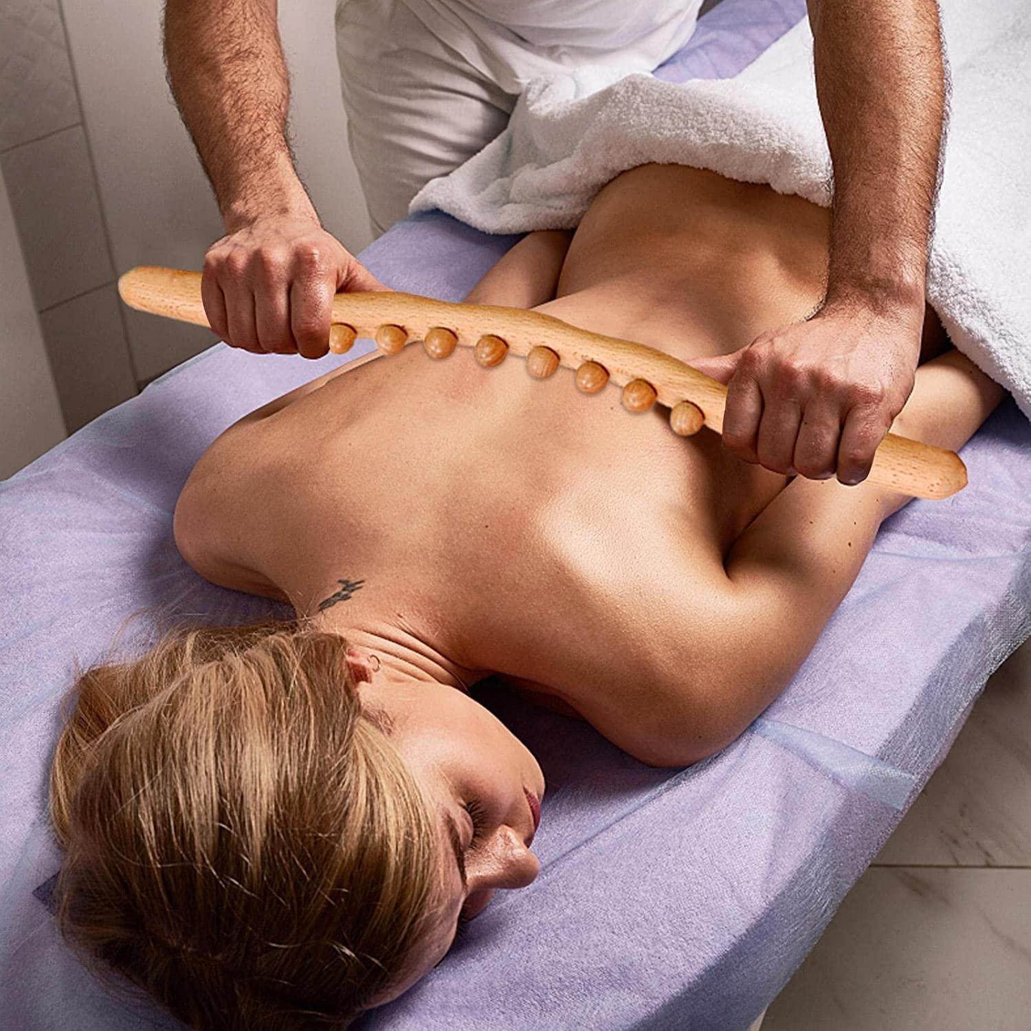 Kruvad Kruvad Gua Sha Stick Massage Wooden Stick for Shoulder Neck Arms Carbonized Wood Massage Tool