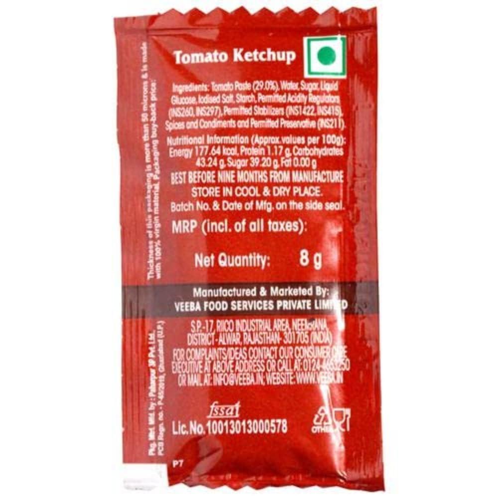 VEEBA Veeba Tomato Ketchup (MRP-Rs.1.5/- each sachet) 8 Gram 200 Sachet (2 pack of 100) with keyring of Rs.99/-