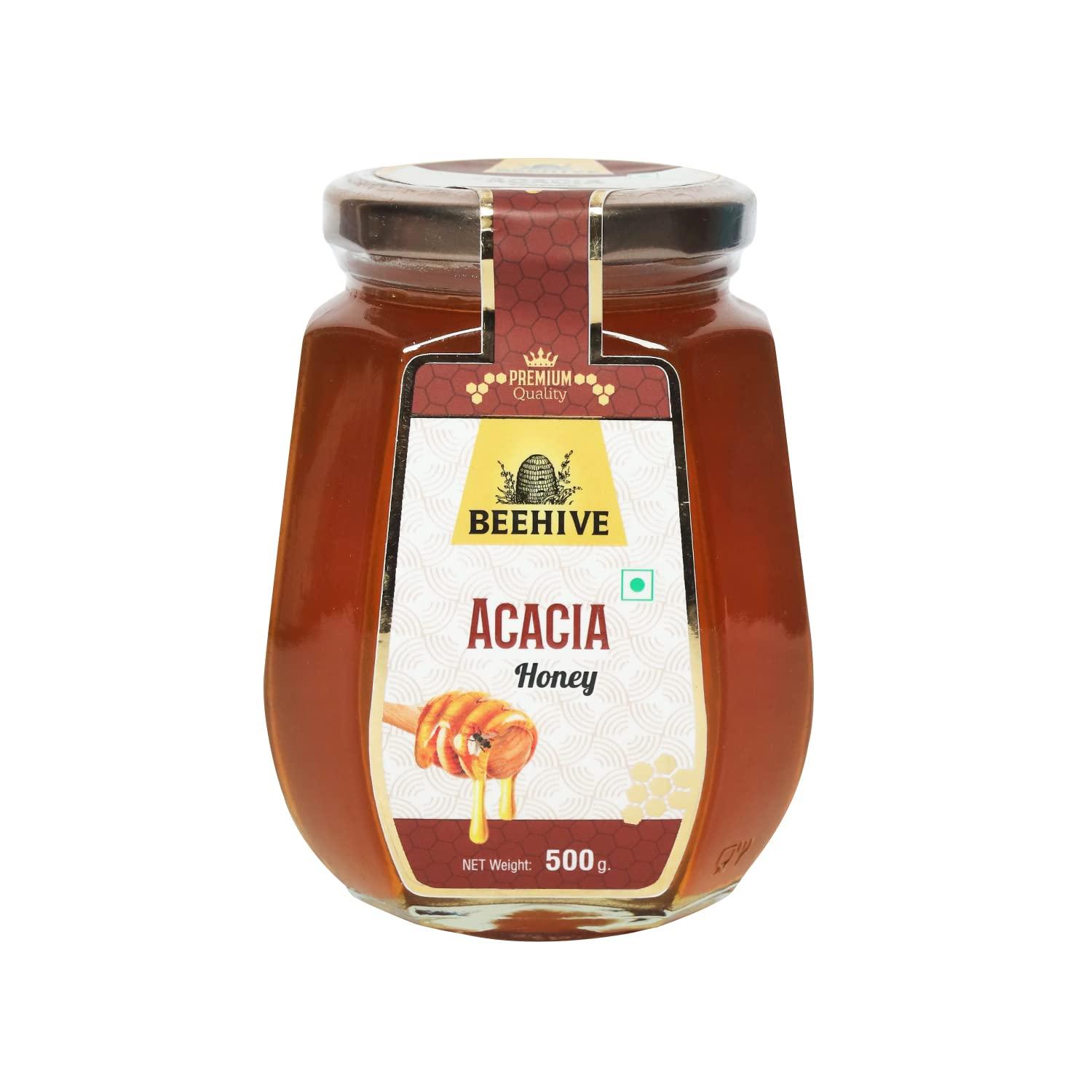 BEEHIVE Beehive Acacia Honey | 100% Pure & Natural | Energy Booster | Mild Honey Raw and Unprocessed Honey | 500 g