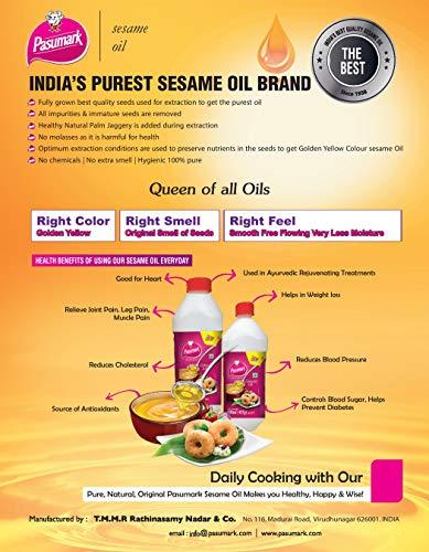 Pasumark Cooking Partner Every Drop Good for Healt Pasumark Gingelly/ Sesame Oil for Cooking, Hair & Skin Care - Healthy Oil with Natural Nutrients & No Chemicals (500ML)
