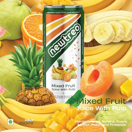 Newtreo Newtreo Mixed Fruit Juice With Pulp | Imported from Vietnam | Mango, Orange, Banana, Guava, Apricot, Peach & Pineapple Juice | 12 x 250ml cans | No Concentrates or preservatives added