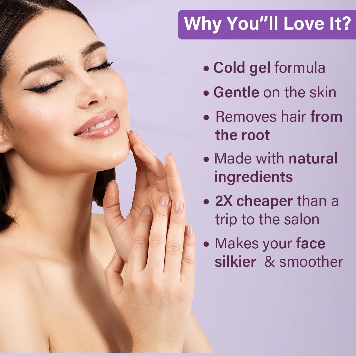 Hilary Rhoda Hilary Rhoda One Go Facial Wax Strips | Ready-To-Use Facial Wax Strips | Face, Cheek, Upper Lip & Chin Facial Wax | Painless Hair Removal | With 2 Finish Wipes | 20 Strips (Lavender)