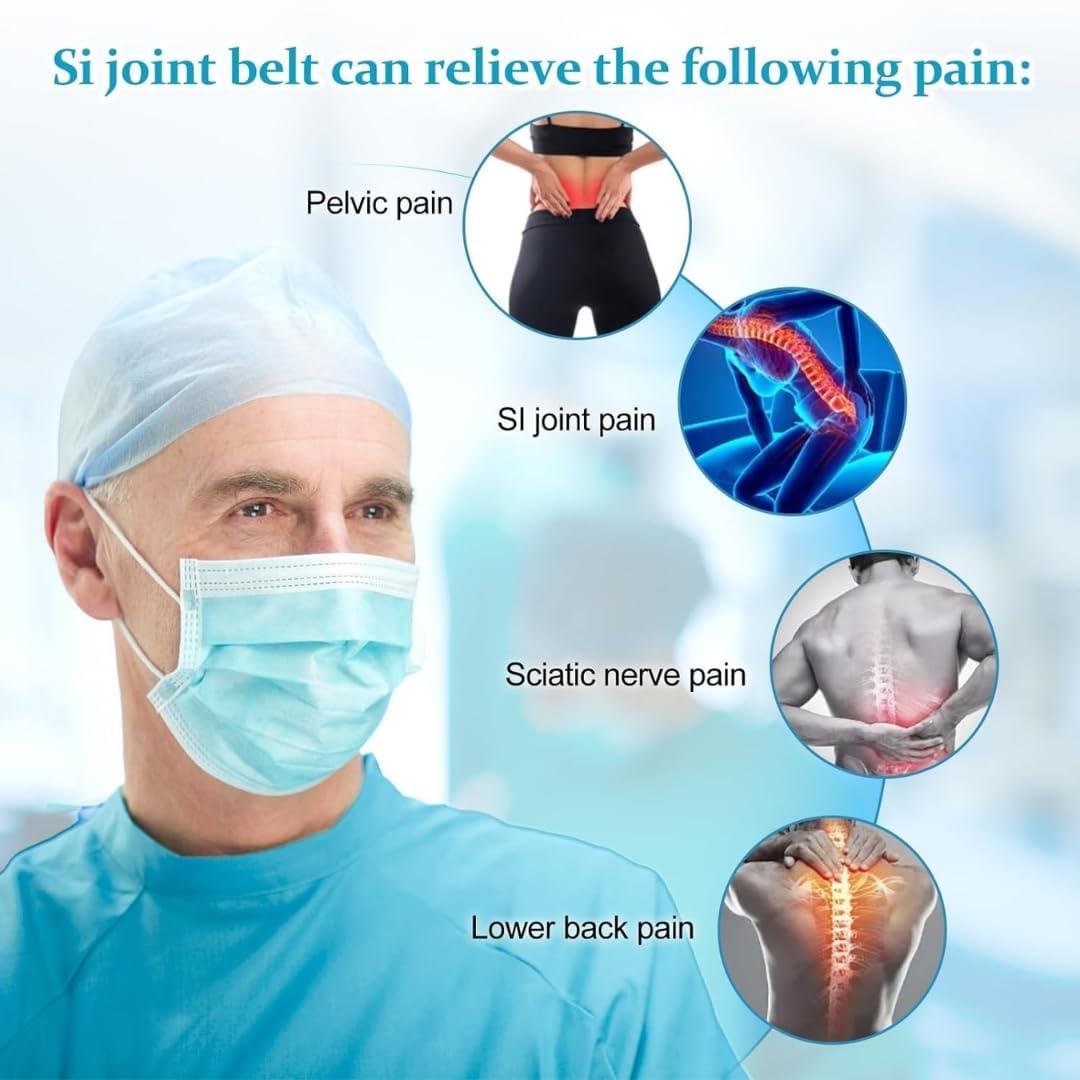 ZEVON ZEVON Sacroiliac SI Joint Support Belt Sciatica Pain Relief Brace Lower Back Support Hip Sciatic Nerve Pelvis Lumbar Pain Relief Devices for Women and Men, Black, Hip Size 32-47 inch