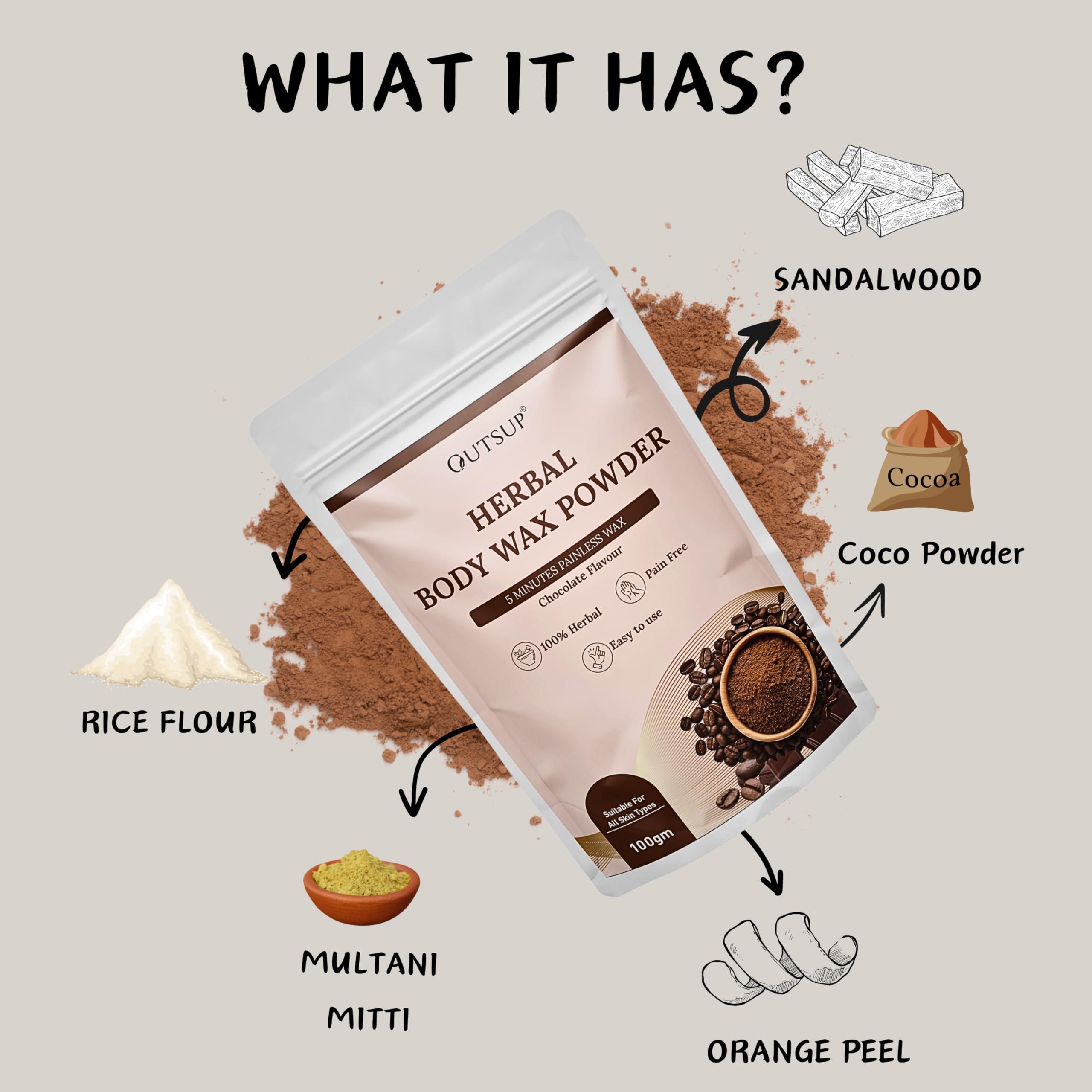OUTSUP Outsup Wax Powder for Hair Removal for Women & Men | Painless & Quick Solution for Hair Removal Chocolate Flavor with No harmful chemicals, Irritation, Skin Rashes & No Side Effects - 100gm