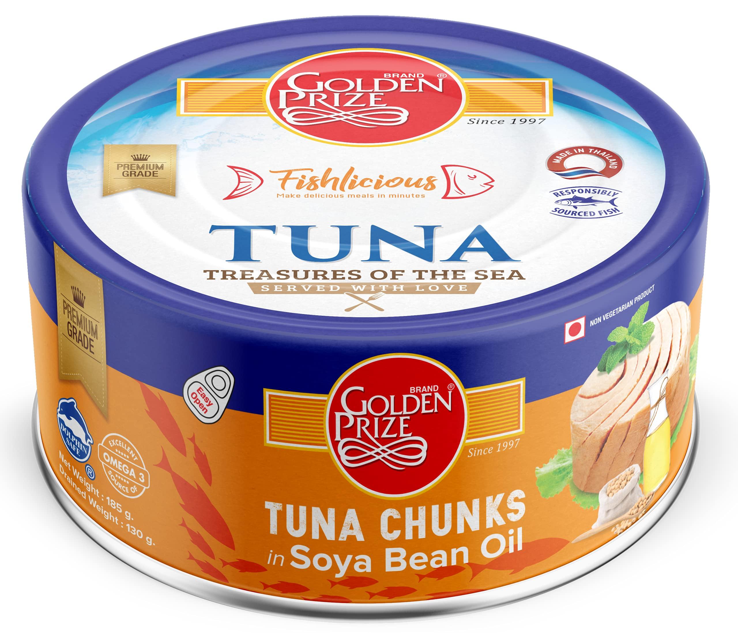 Golden Prize Golden Prize Tuna Chunks in Soya Bean Oil, 185g (Pack of 1)