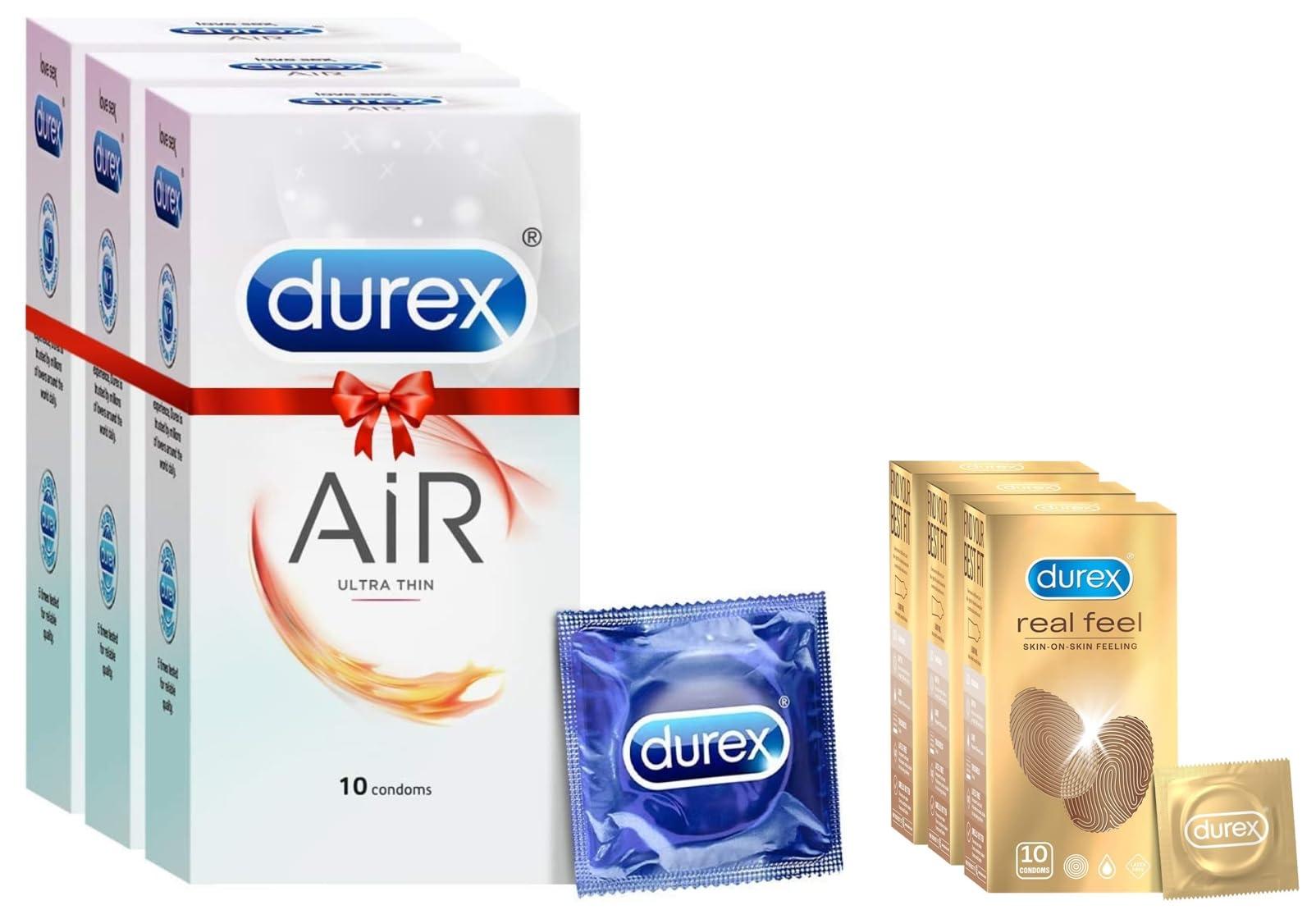 Durex Durex Real Feel Condoms for Men - 10 Count (Pack of 3)| Latex Free & Durex Air Condoms for Men - 10 Count (Pack of 3)