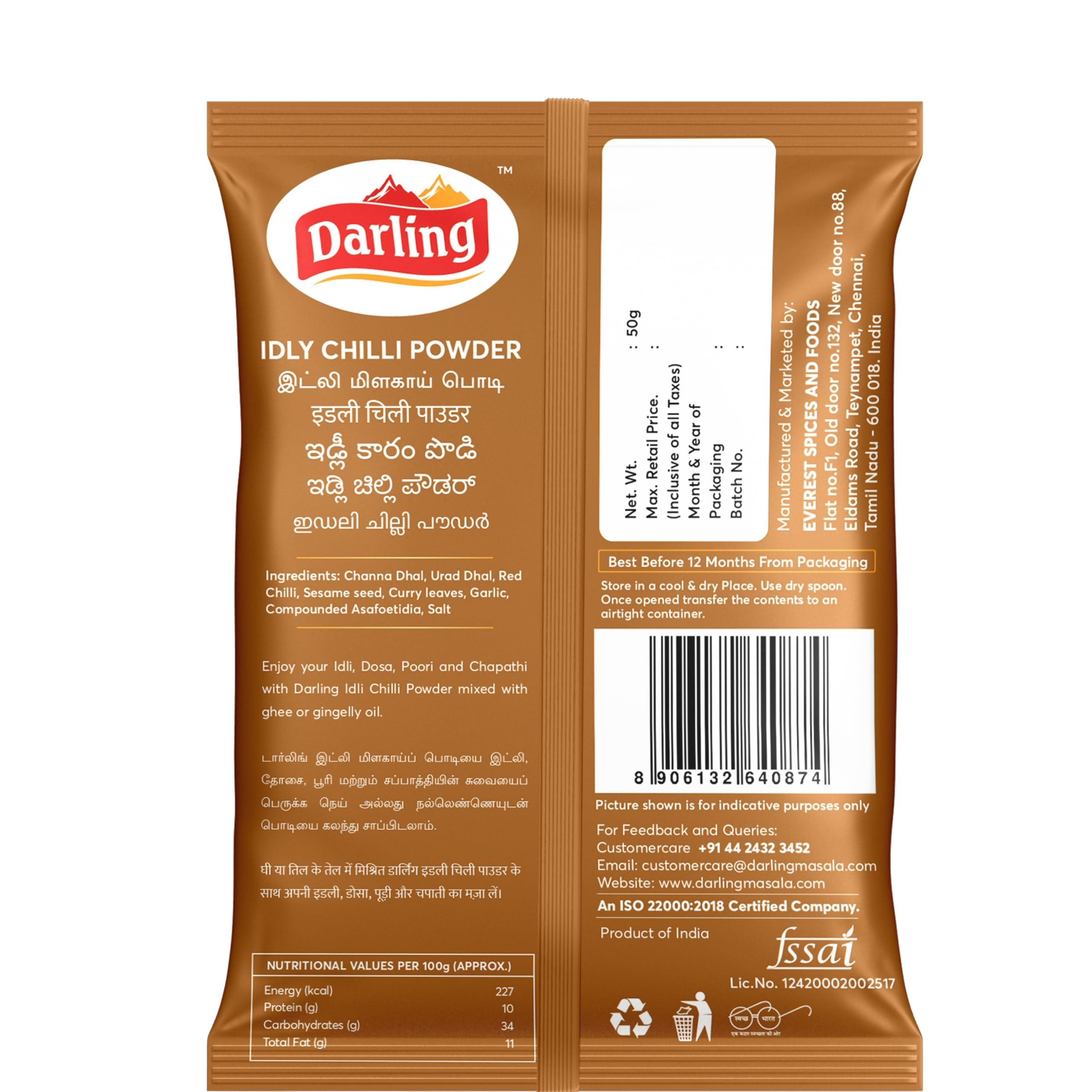 Darling Darling Idli Chilli Powder 500g (Pack of 10, Each 50G)| Idly Molaga Podi | No Added Preservative |