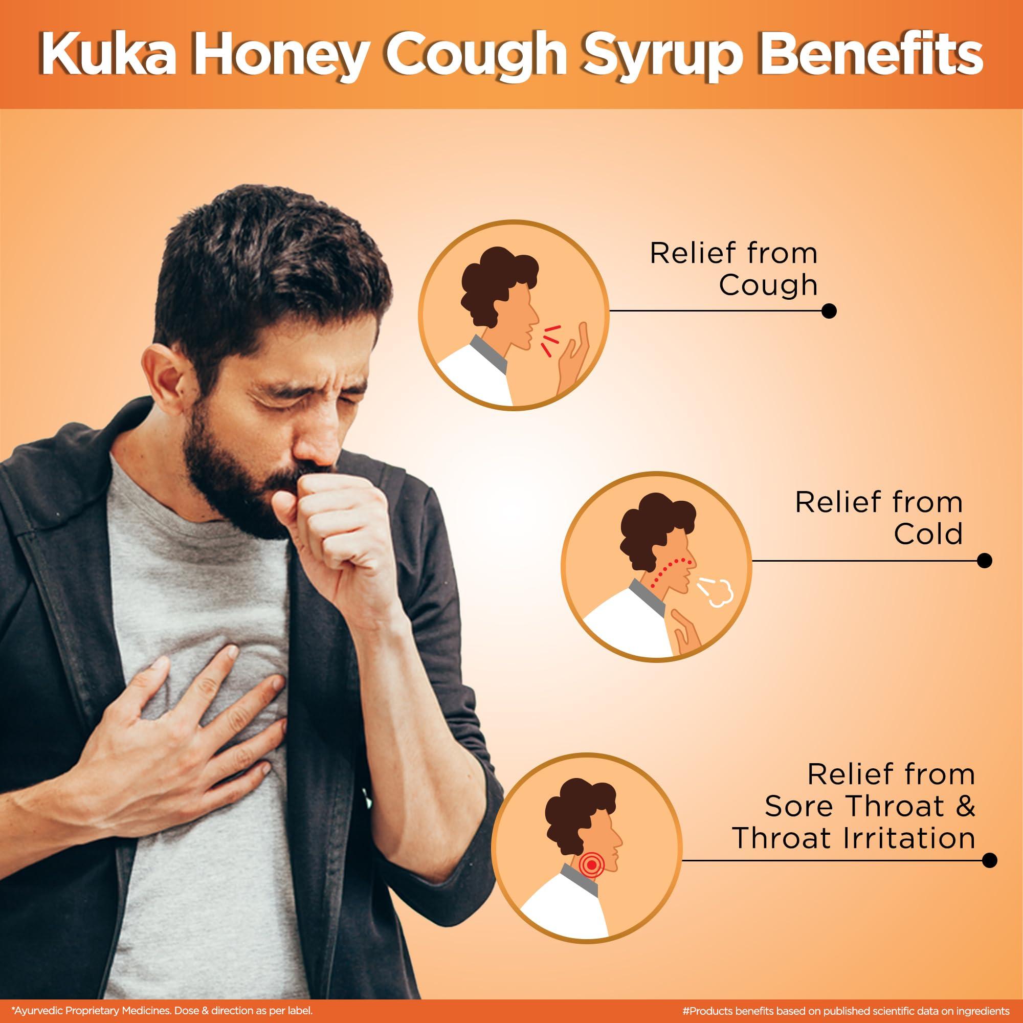 Multani Multani Kuka Honey Cough Syrup | Get Ayurvedic Relief from Throat Issue, Chest Congestion, All Types Of cough & Cold | Goodness Of Tulsi, Pippali, Satpudina & Other Herbs | 100 Ml