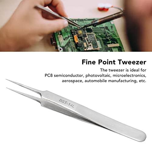 CH2-27APR23-BHN6RDMV Generic Industrial Tweezer, Stainless Steel Comfortable Touch Impact Resistant Fine Point Tweezer Anti Acid Rust Resistance High Hardness for Microelectronics (14L) |