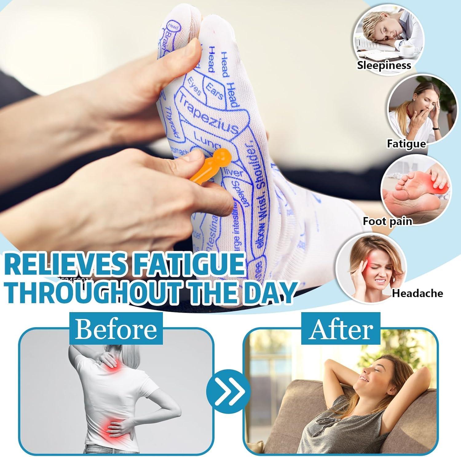 Zorzel Zorzel Foot Reflexology Sock Set with Massage Tool, Acupressure Reflexology Socks Relief Body Stress & Aches, Feet Acupuncture Point Massage Pen Health & Wellness Messager Socks