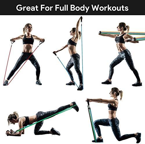 Alchemy ALCHEMY Resistance Bands Set for Exercise, Stretching, and Workout Toning Tube Kit with Foam Handles, Door Anchor, Ankle Strap, and Carrying Bag for Men, Women